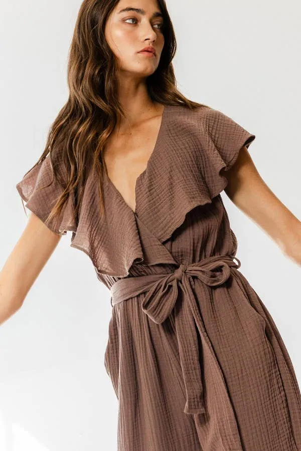 Ruffled V-neck Jumpsuit