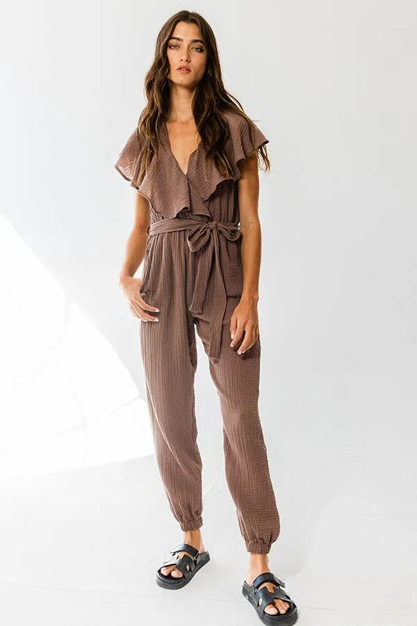 Ruffled V-neck Jumpsuit