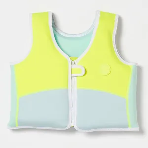 Salty the Shark Swim Vest 3-6 Aqua Neon Yellow