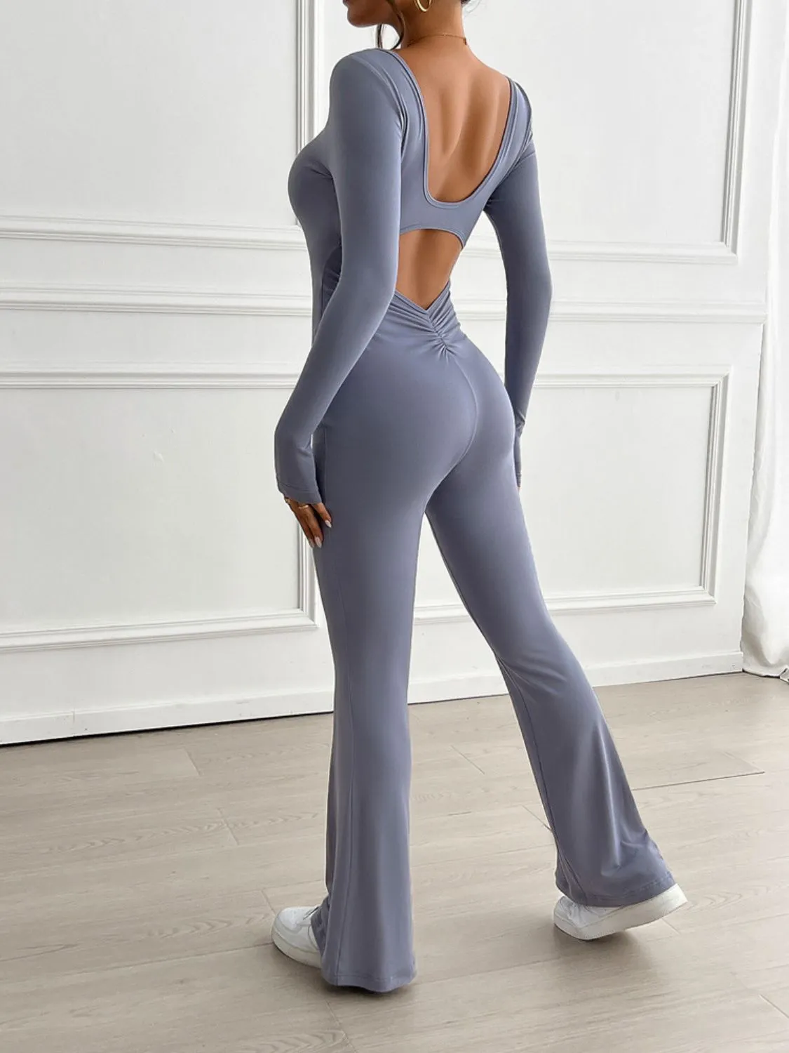 Scoop Neck Long Sleeve Jumpsuit