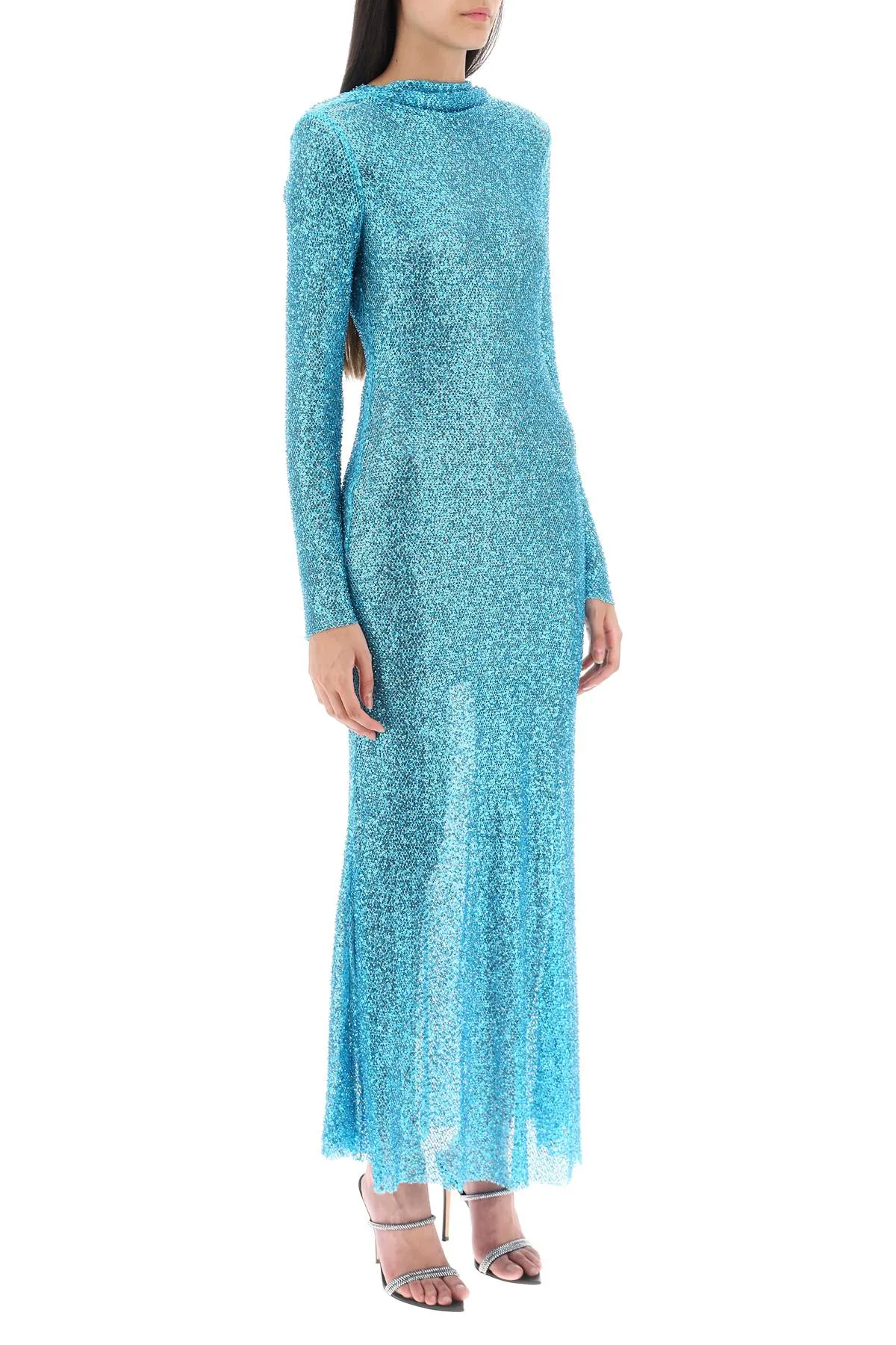 Self portrait long-sleeved maxi dress with sequins and beads