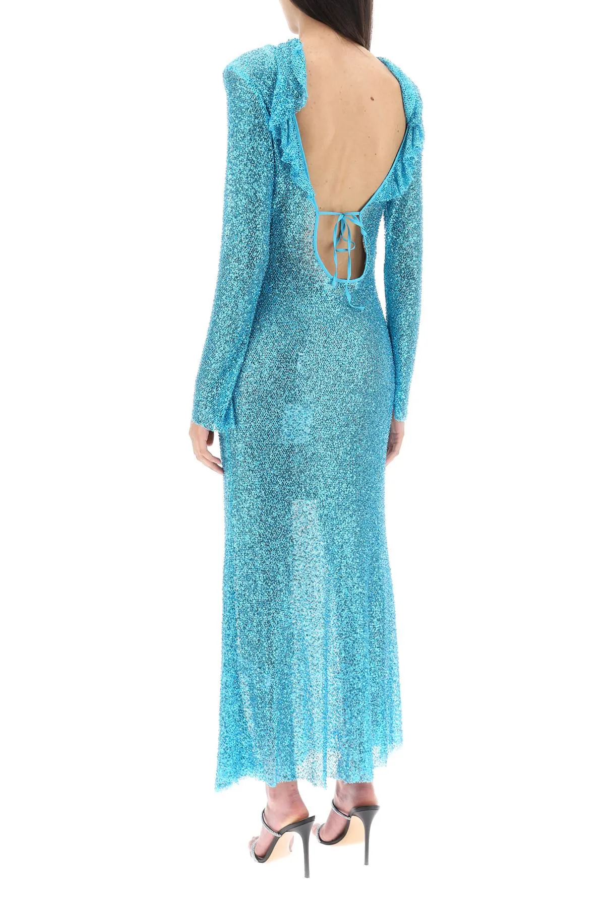 Self portrait long-sleeved maxi dress with sequins and beads