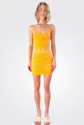 Shirred Mini Skirt - Marigold