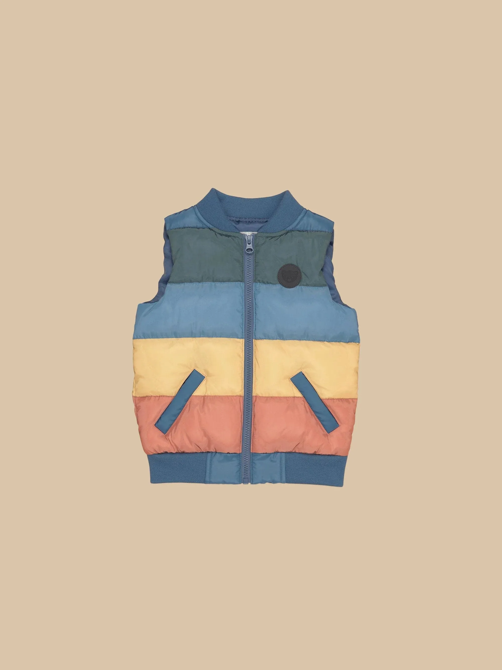 Smiley rainbow puffer boy vest