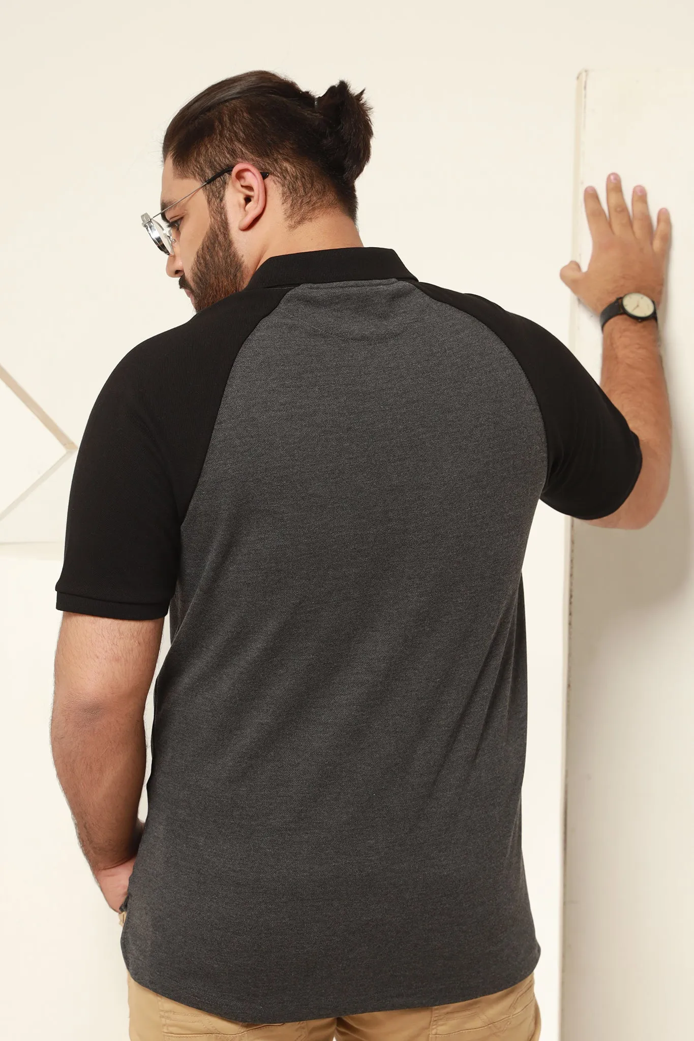 Split Tone Raglan Polo (Plus Size) - W20 - MP0026P