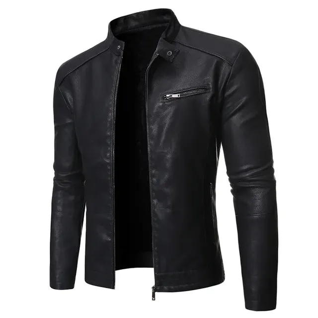 Spring and Autumn Men's Jacket Fashion Trend Korean Slim Fit Casual Men's Leather Jacket Motorcycle Jacket