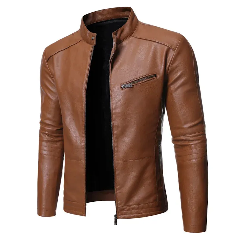 Spring and Autumn Men's Jacket Fashion Trend Korean Slim Fit Casual Men's Leather Jacket Motorcycle Jacket