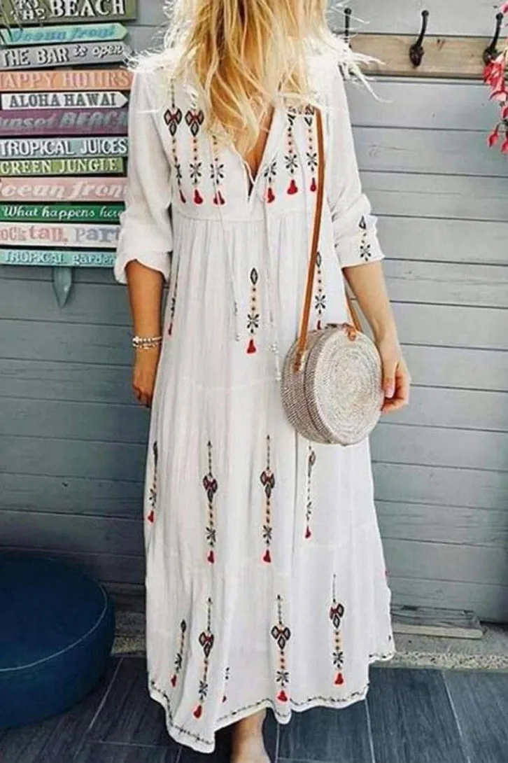 Spring Summer Casual Women Print Long Dress