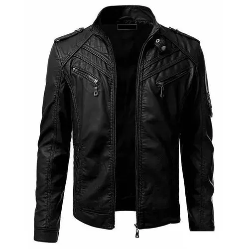 Street Leather Jacket Men Winter Fleece Motorcycle Pu Leahter Jacket Male Stand Collar Casual Windbreaker Slim Coat S-5XL