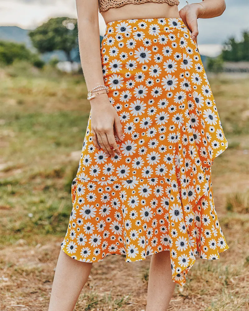 Summer Small Daisy Slim A-line Skirt Printed Trend Skirt