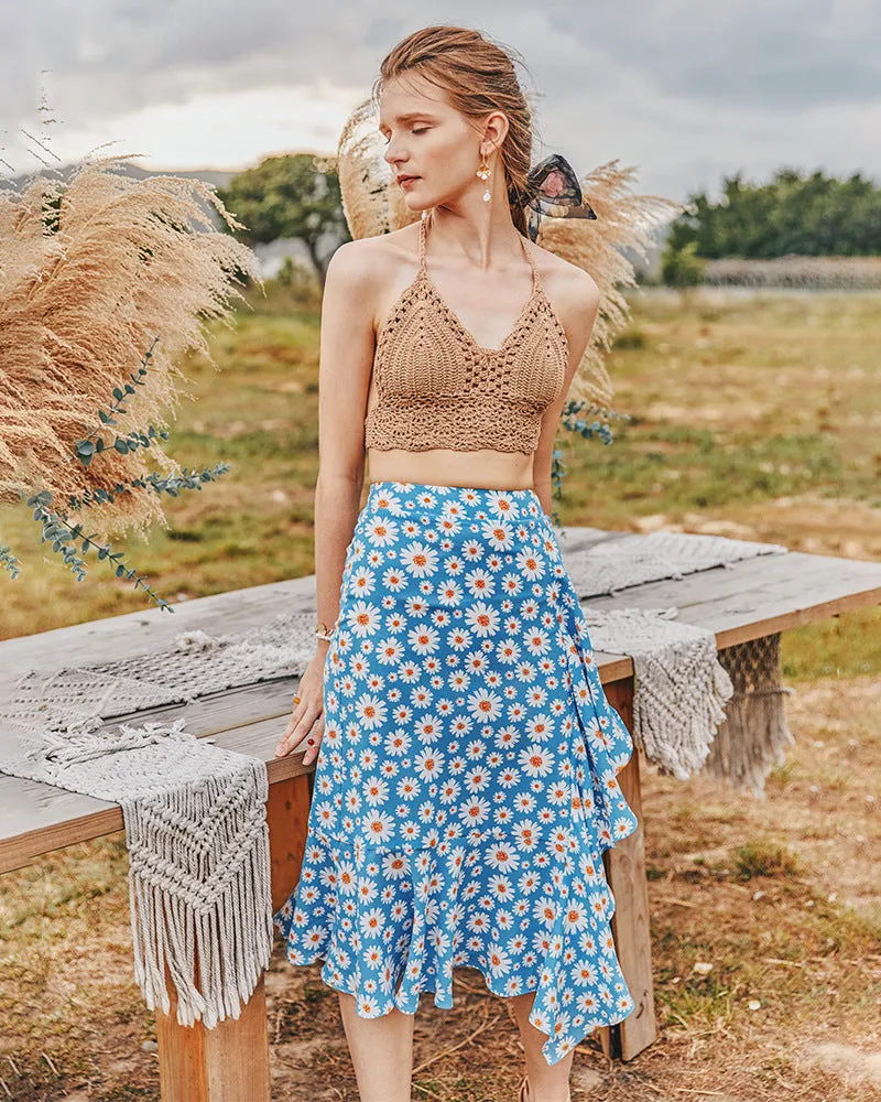 Summer Small Daisy Slim A-line Skirt Printed Trend Skirt