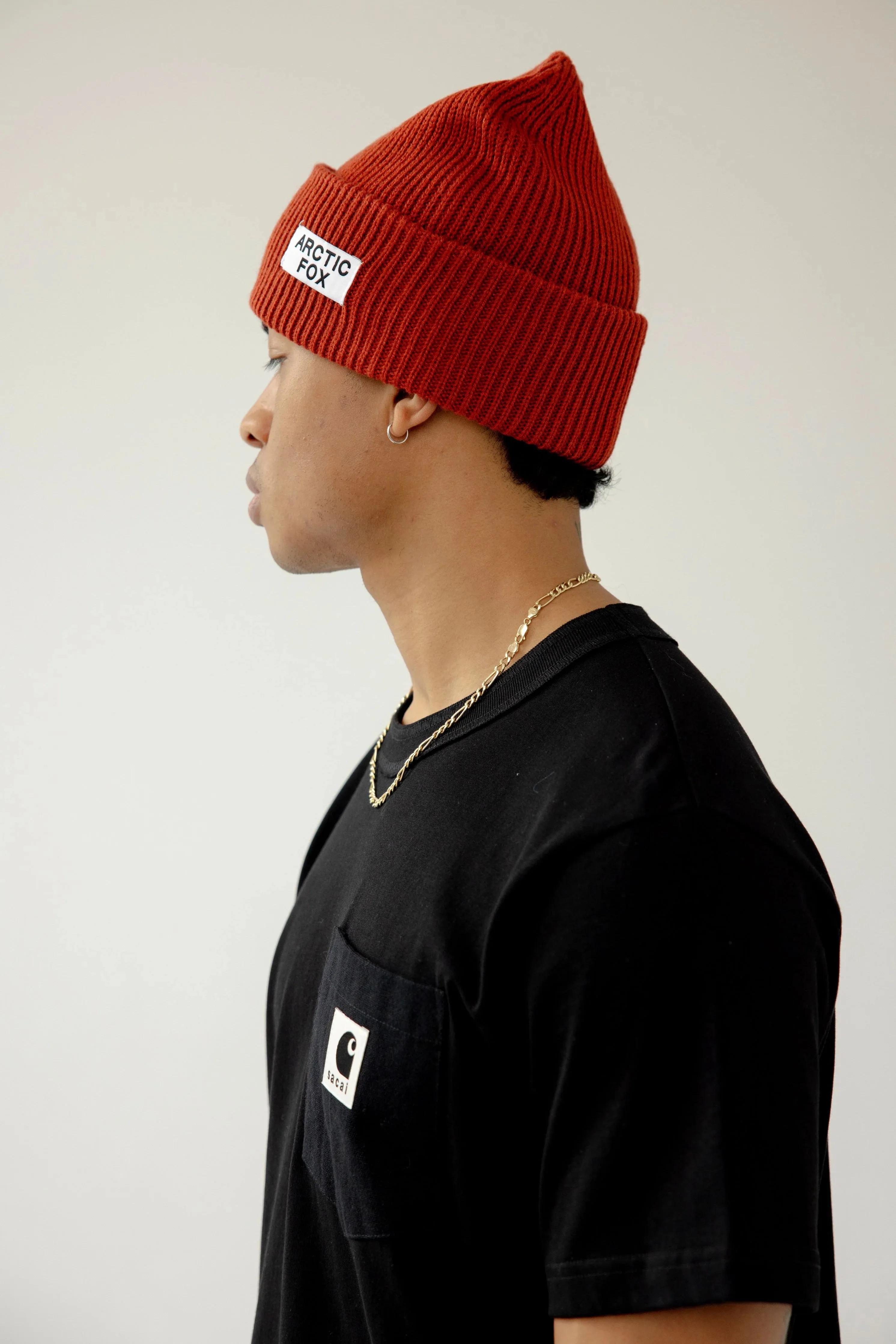 The Recycled Bottle Beanie in Deep Terracotta