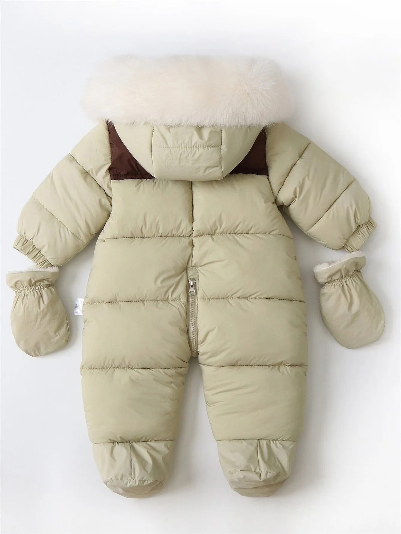 Thickened children's hooded jumpsuit with gloves