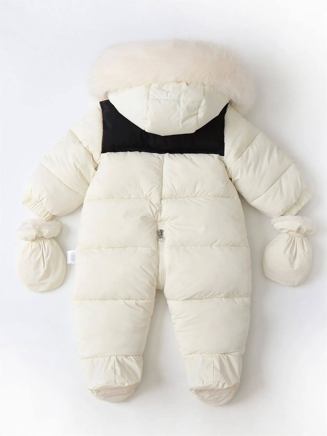 Thickened children's hooded jumpsuit with gloves