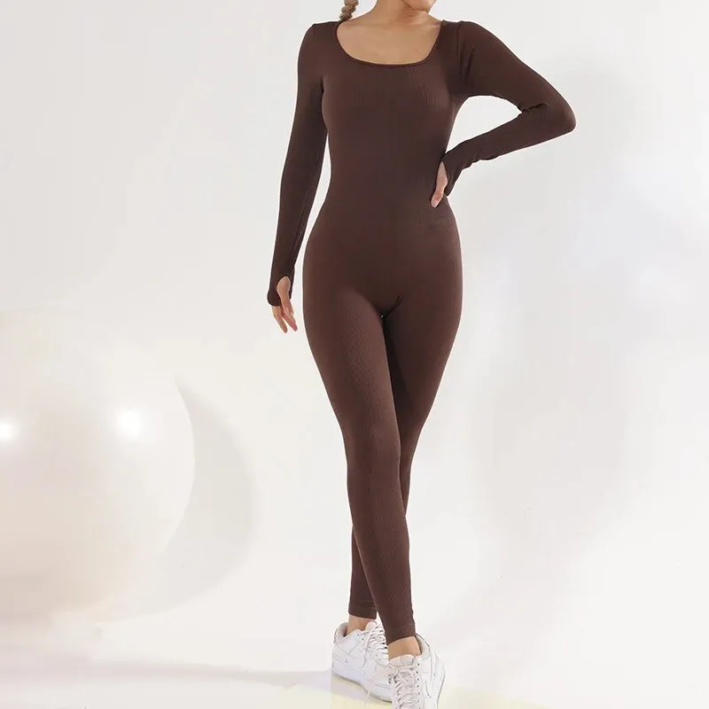 Tight Elastic One-Piece Sports Jumpsuit for Women - SF1680