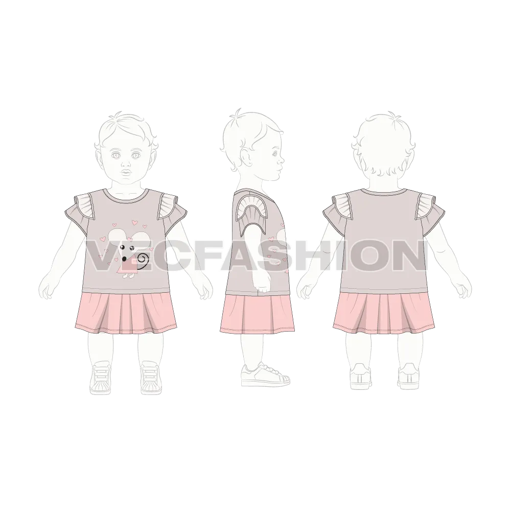 Toddler Girls Fashion Tee and Skirt Set