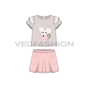 Toddler Girls Fashion Tee and Skirt Set