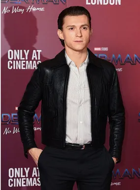 Tom Holland Genuine Leather Jacket Black