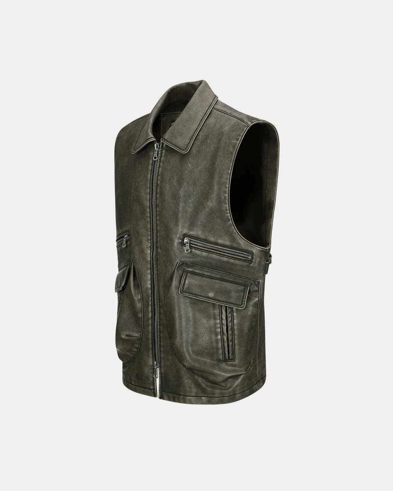 UNISEX ETNA FAUX LEATHER VEST awa651u(KHAKI)