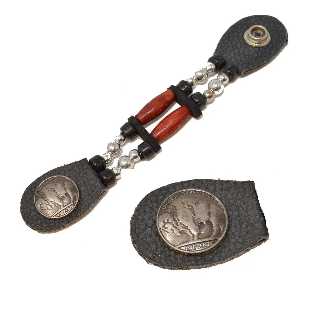 VA1324 Mahogany Bead Buffalo Nickel Vest Extender