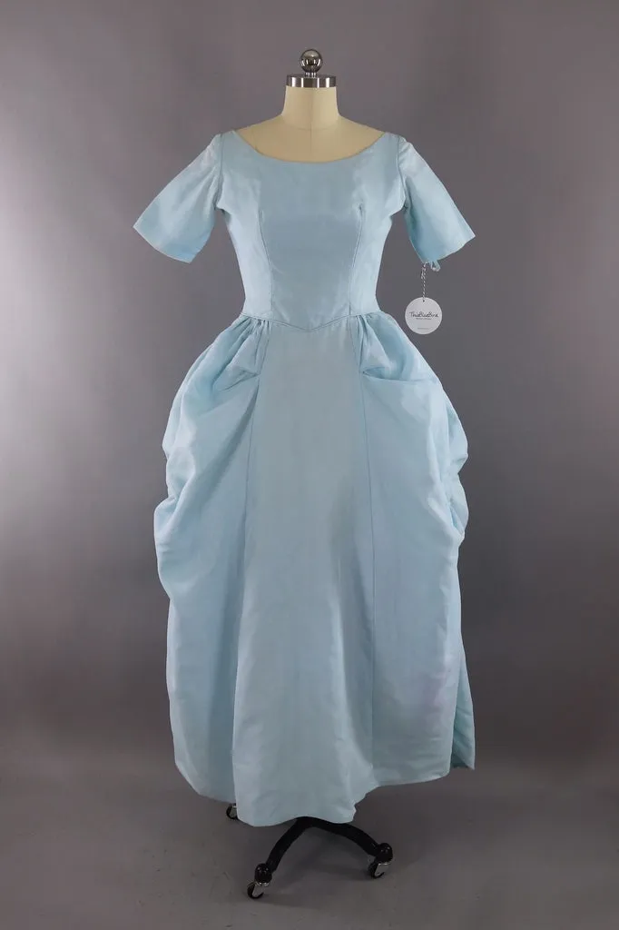 Vintage 1960s Sky Blue Formal Gown