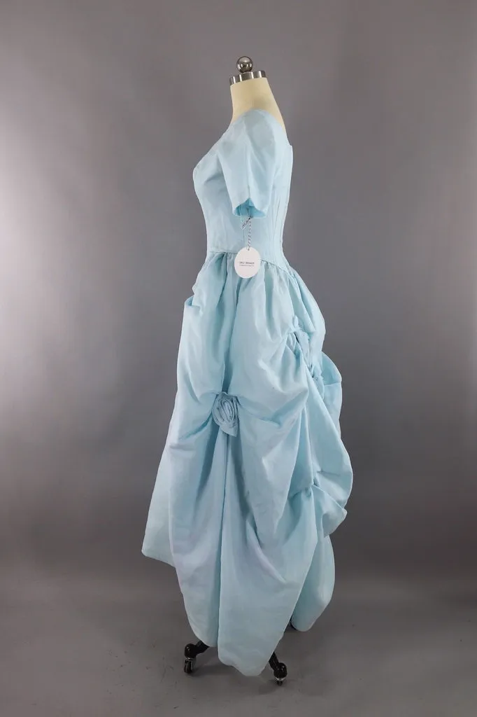 Vintage 1960s Sky Blue Formal Gown