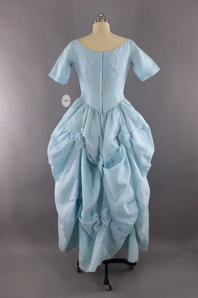 Vintage 1960s Sky Blue Formal Gown