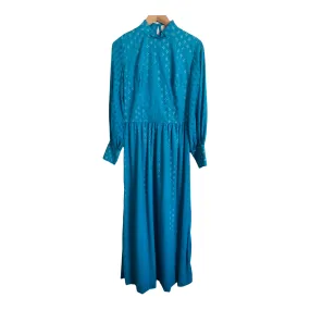 Vintage Janmoyr Est. Viscose Long Sleeve Maxi Dress Light Blue Cut Out UK Size 8-10