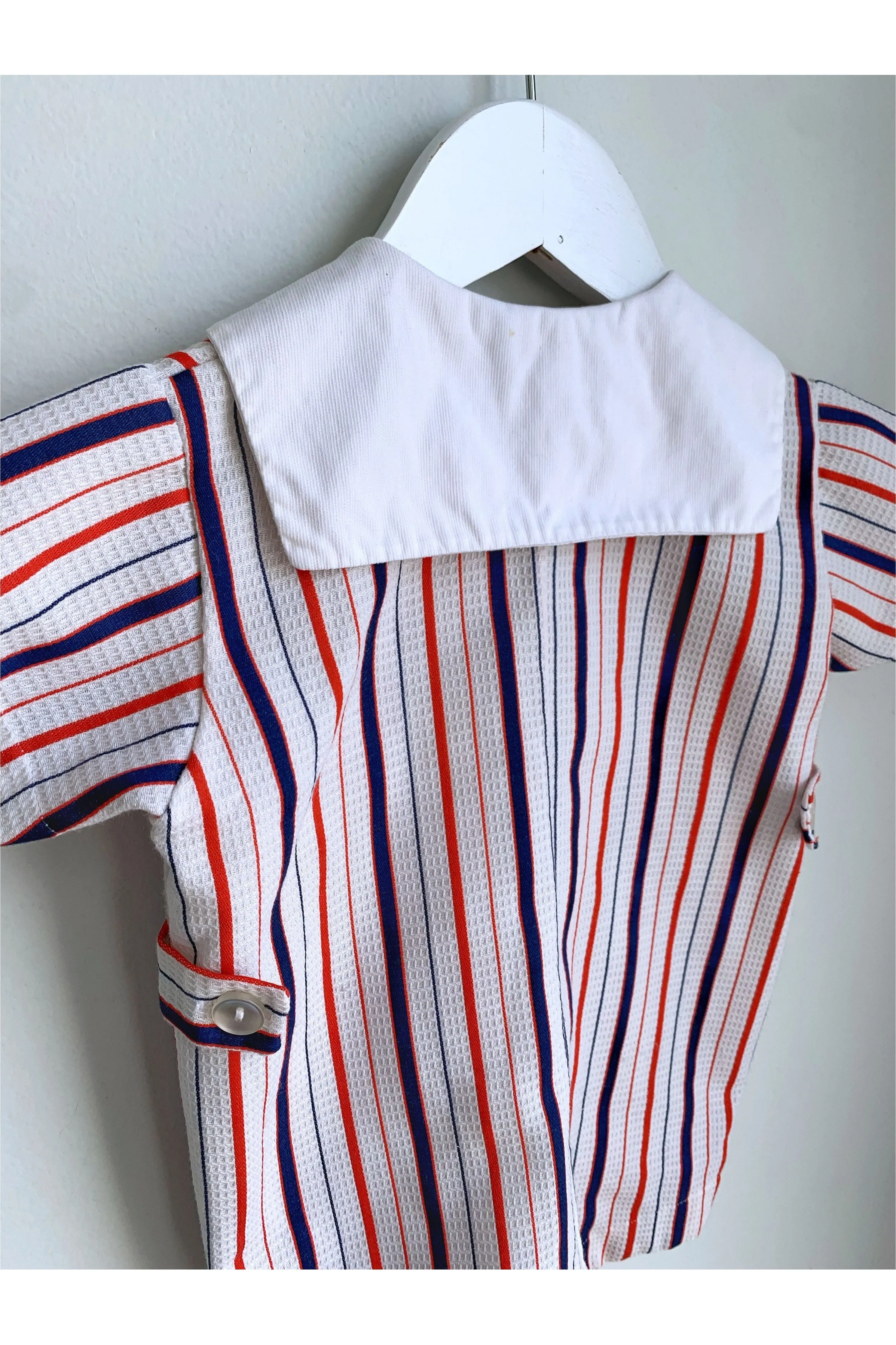 Vintage Striped Zipper Front Romper - Approx Size 2