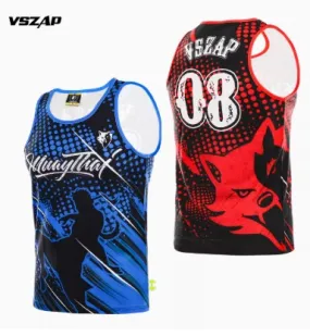 Vszap VTT025 Muay Thai Boxing Quick Dry Vest Tank Top S-4XL 2 Colours Unisex