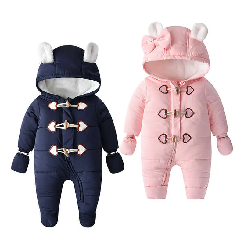 Windproof Hooded Baby Jumpsuit - Baby Jumpsuit with Bear Ears