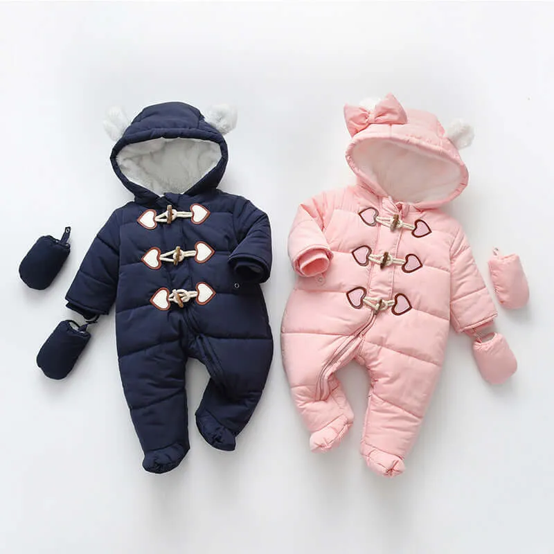 Windproof Hooded Baby Jumpsuit - Baby Jumpsuit with Bear Ears