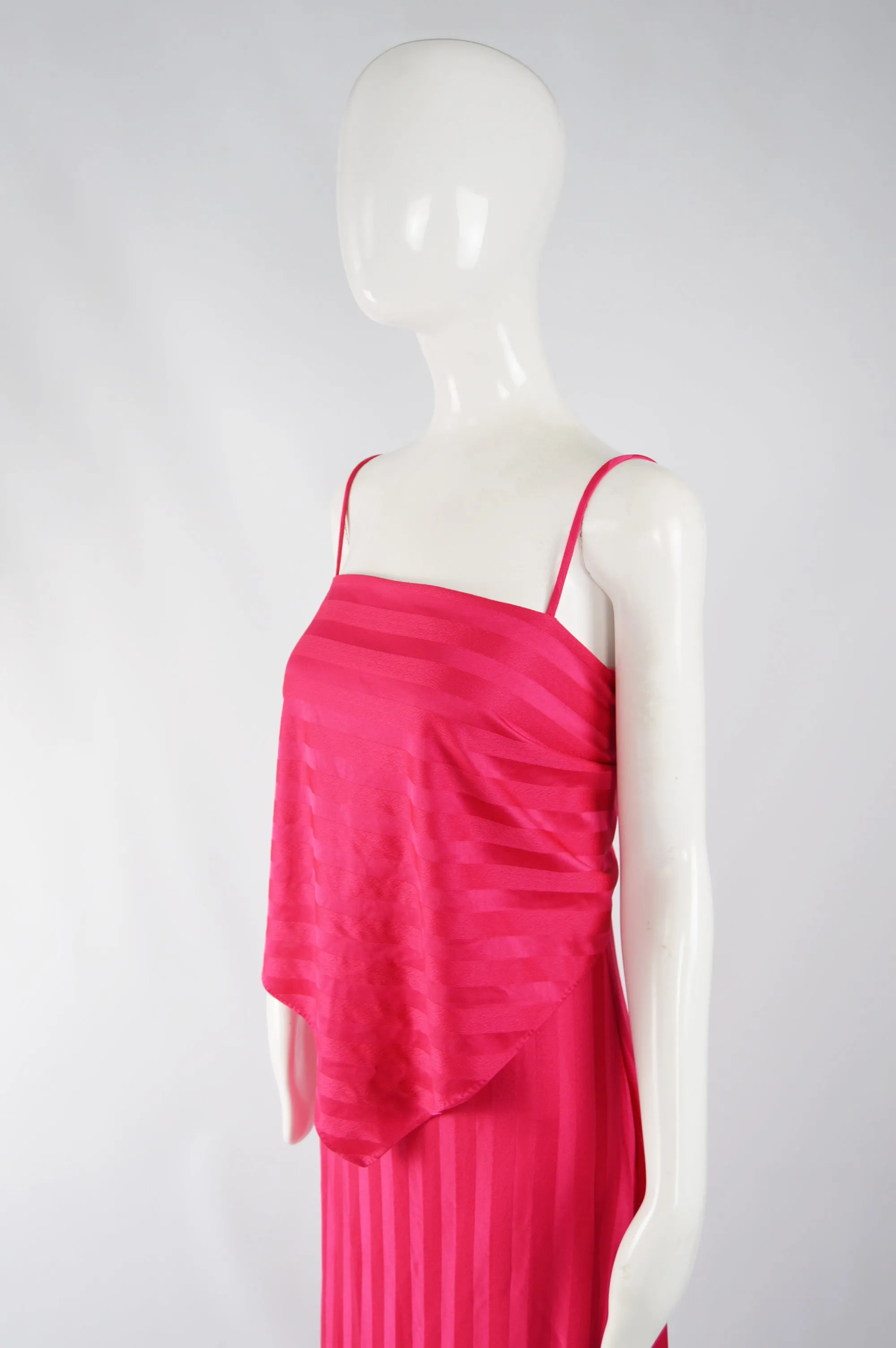 Womens Pink Vintage Tiered Evening Dress, 1970s