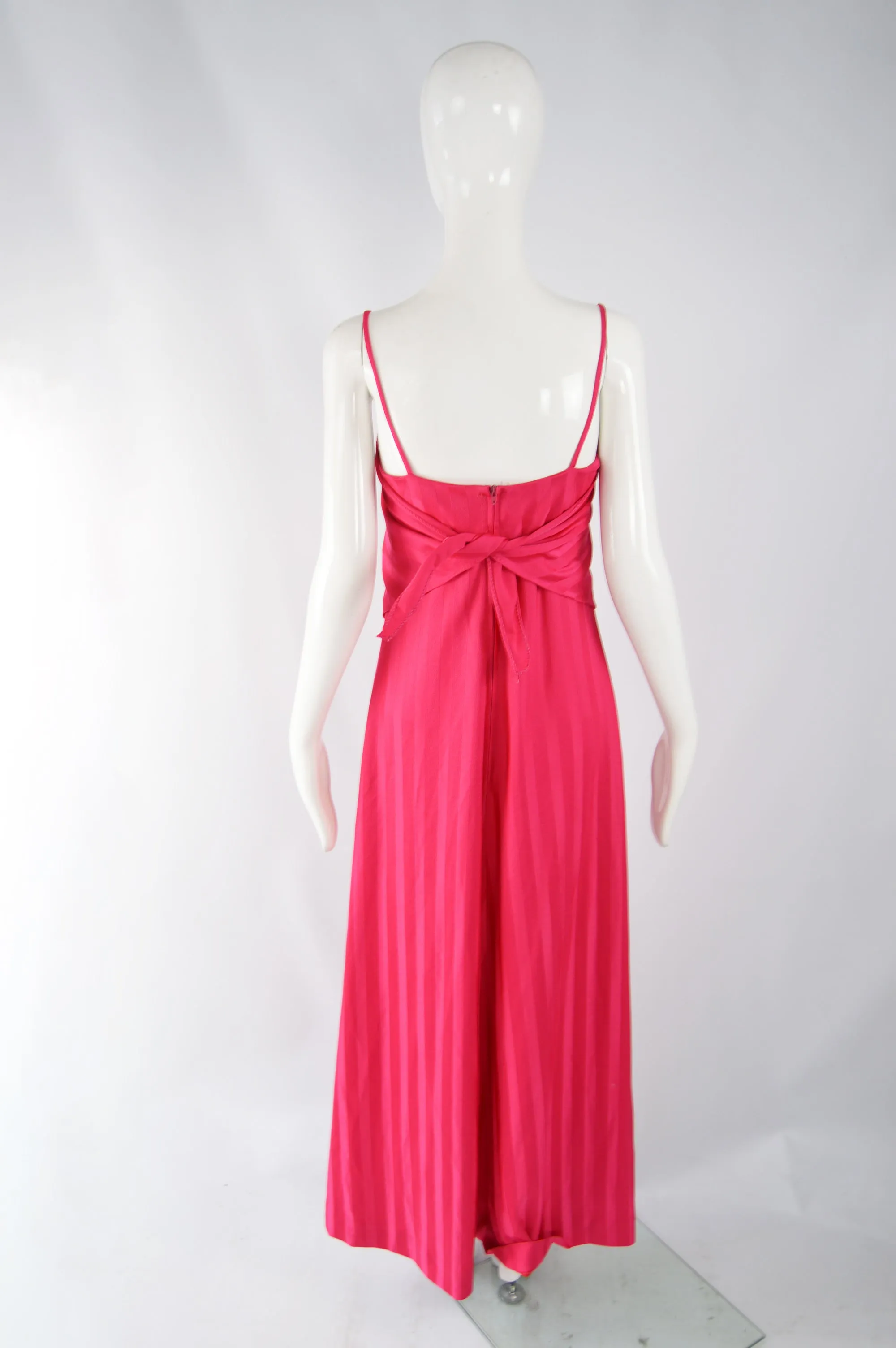 Womens Pink Vintage Tiered Evening Dress, 1970s