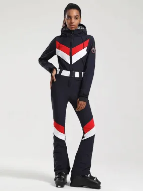 Women's Zipper Waterproof Snowboard Jumpsuit With Buckle Belt - SF1781