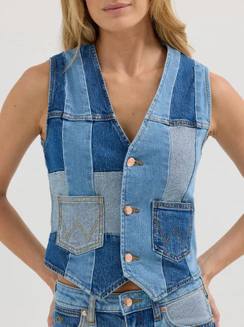 Wrangler X Women's Lainey Wilson Blue Patchwork Vest 112360674