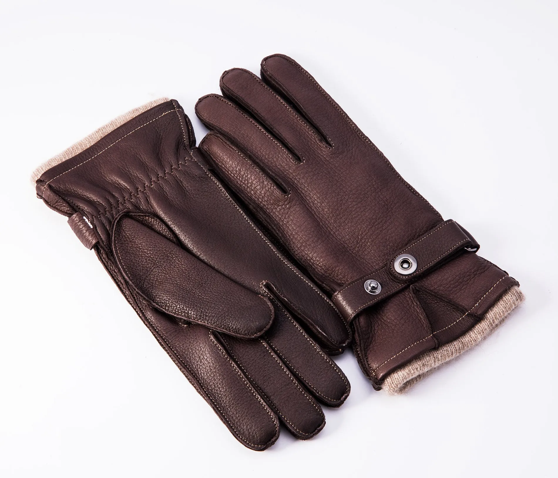 YISEVEN Men's Cashmere Deerskin Leather Gloves