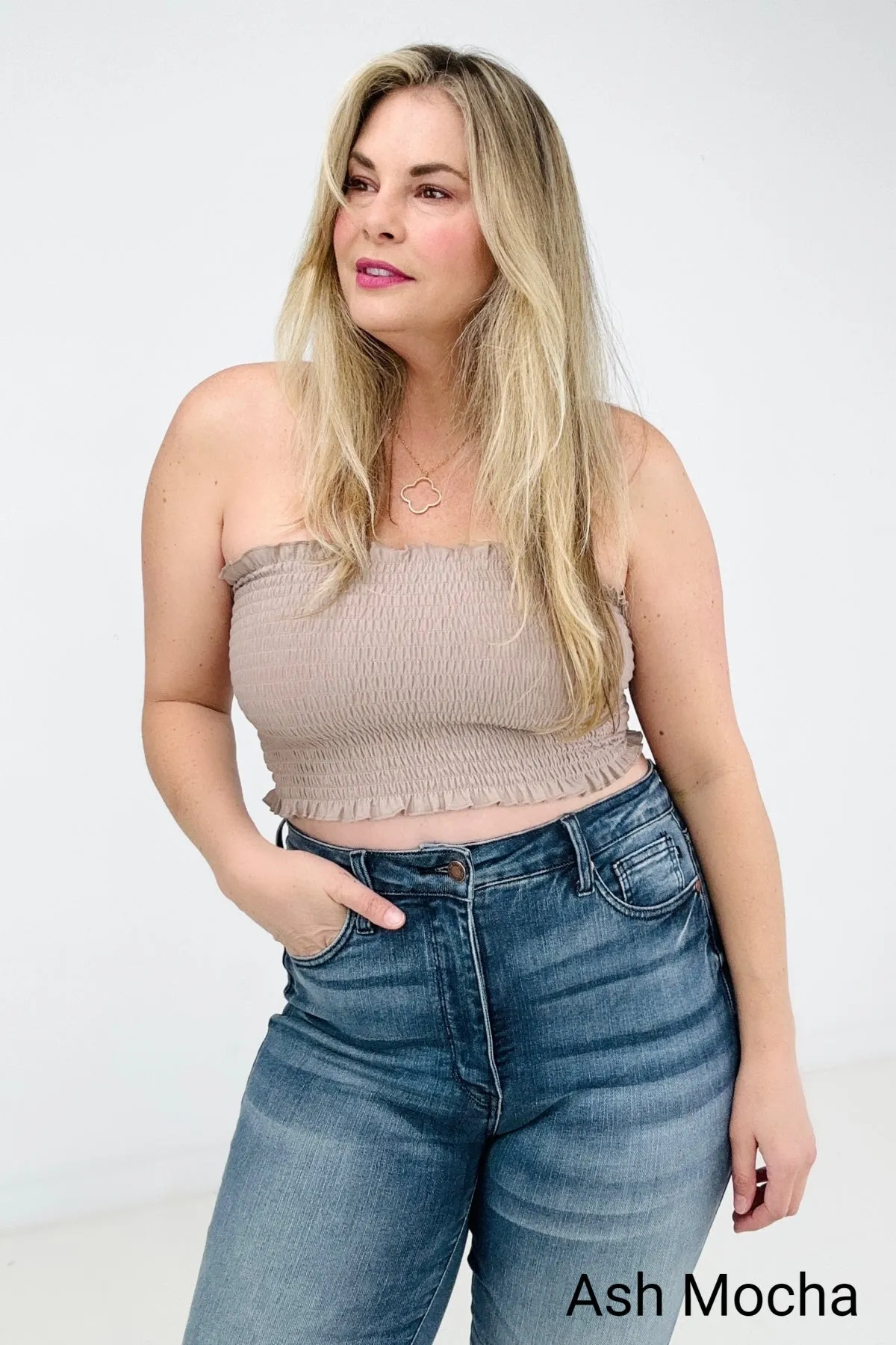 Zenana Smocked Tube Top - Ships from The US