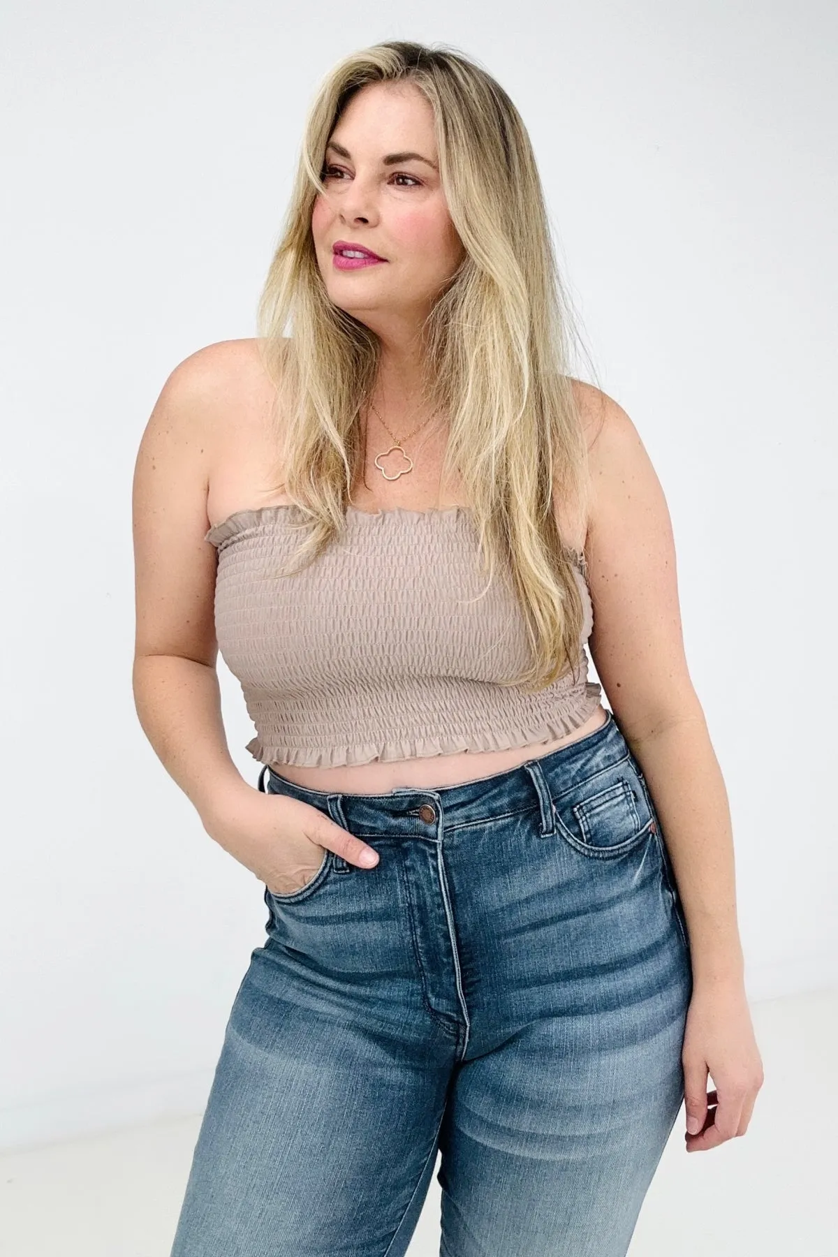 Zenana Smocked Tube Top - Ships from The US